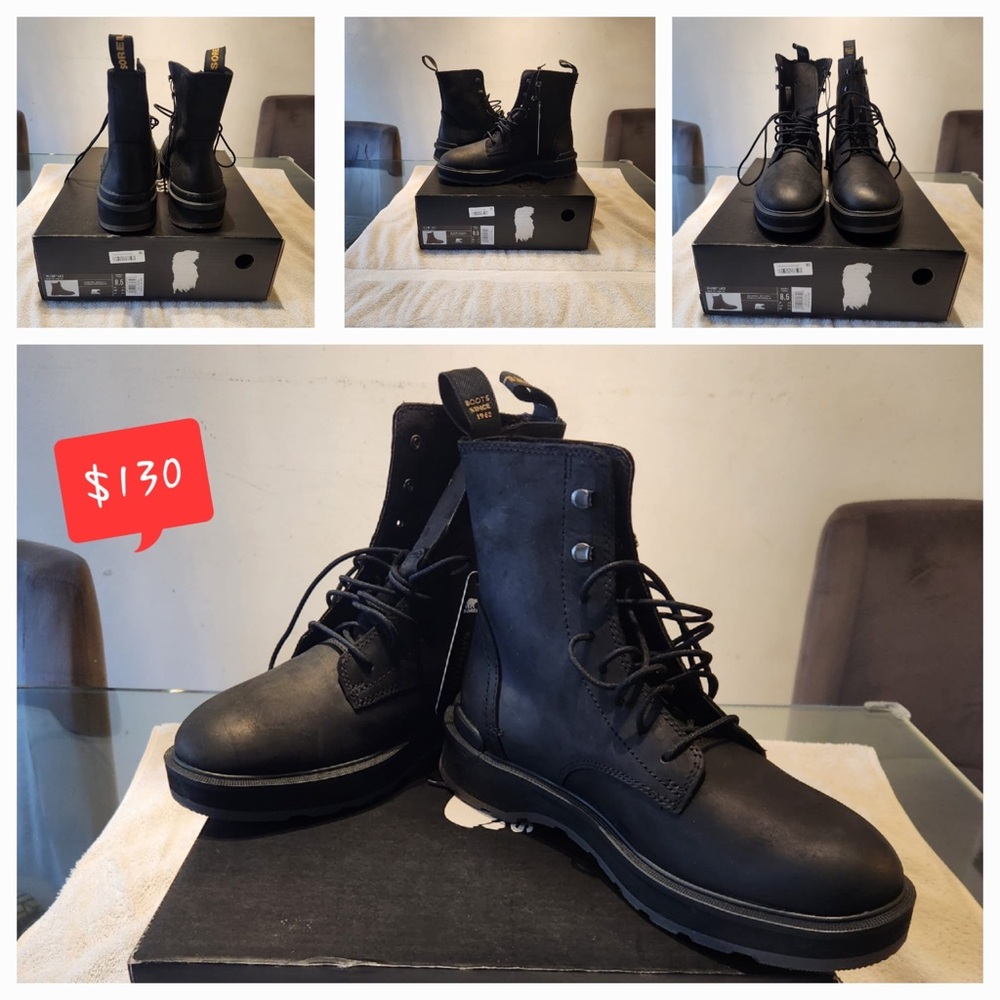 Sorel Black Boots Durable Lace-Up Design